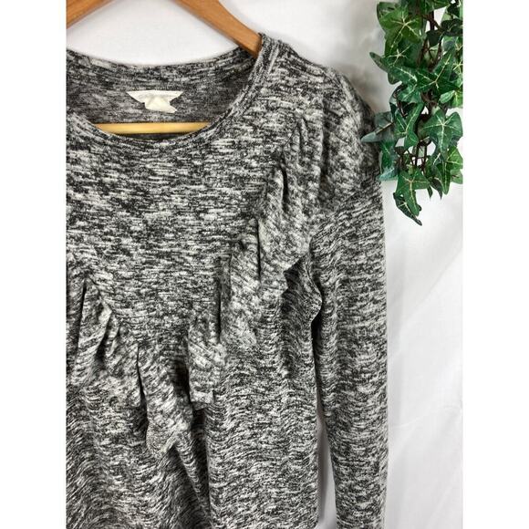 caslon heather grey ruffle front sweater - Picture 3 of 5